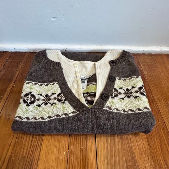 The North Face Mock Henley Women’s Large Brown Wool Blend Knit Sweater - Picture 9 of 14